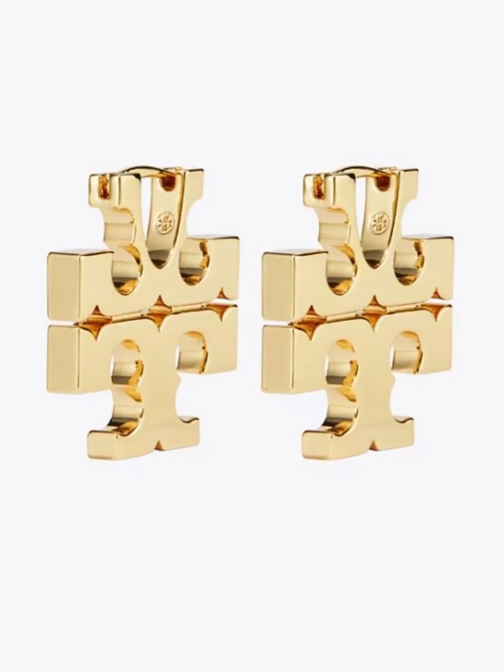 Tory Burch Classic Double T Logo Stud Earrings – 18K Gold-Plated 💛✨